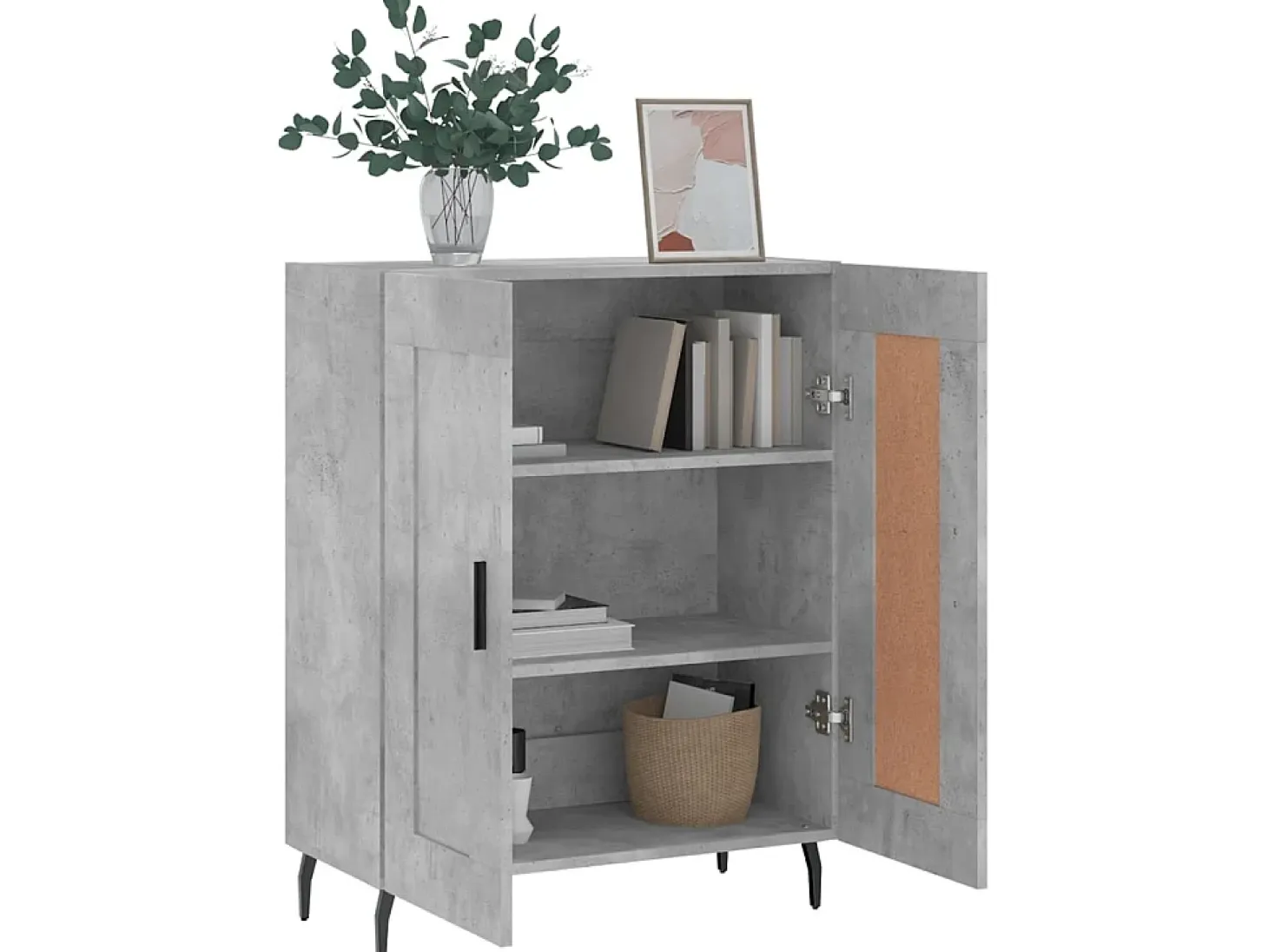 Aparador de madera de ingeniería gris hormigón 69,5x34x90 cm ES58269