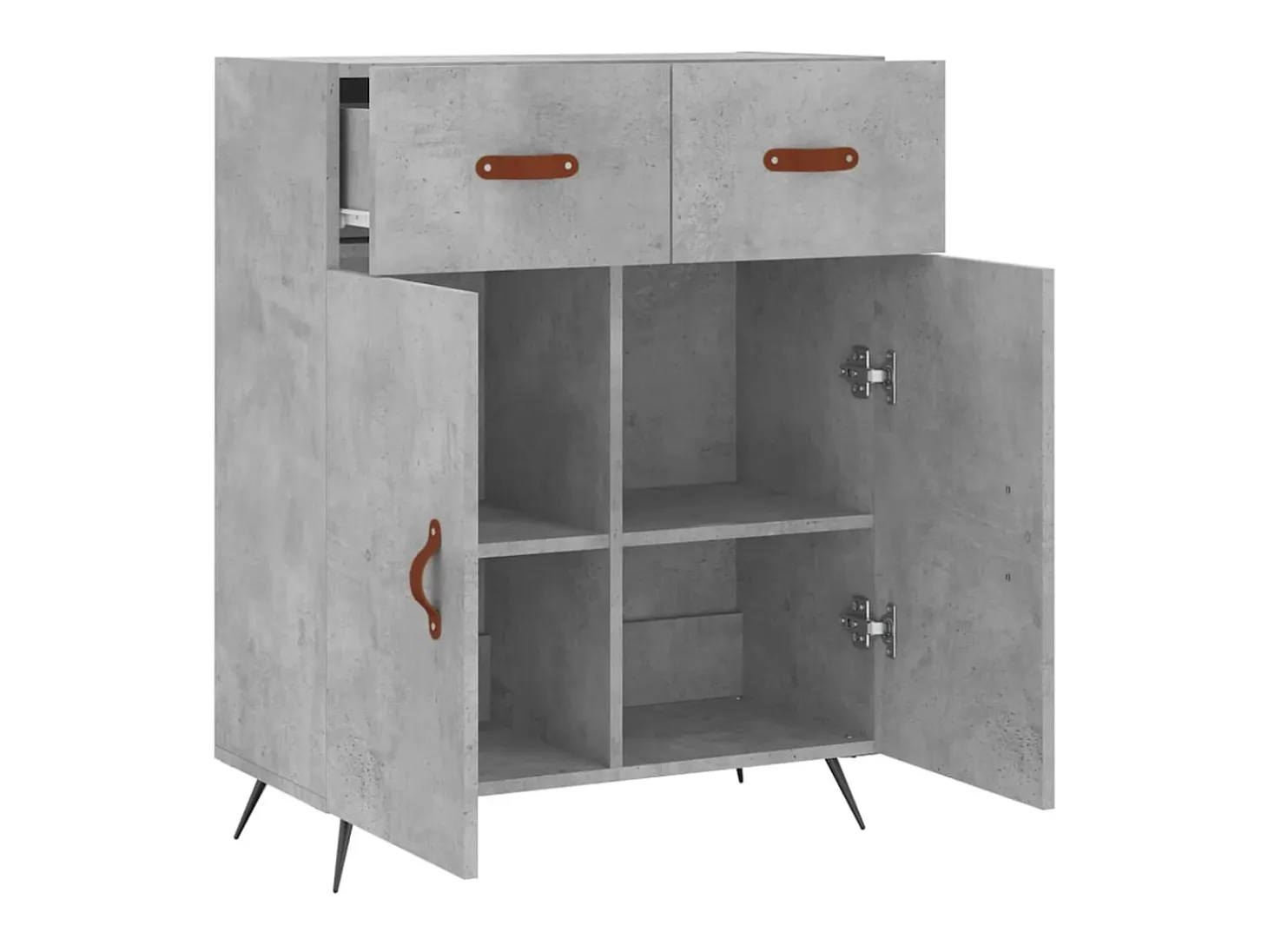 Aparador de madera de ingeniería gris hormigón 69,5x34x90 cm ES89684