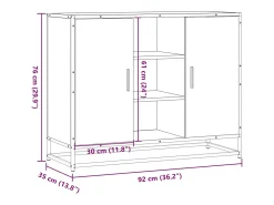 Aparador de madera de ingeniería gris Sonoma 92x35x76 cm