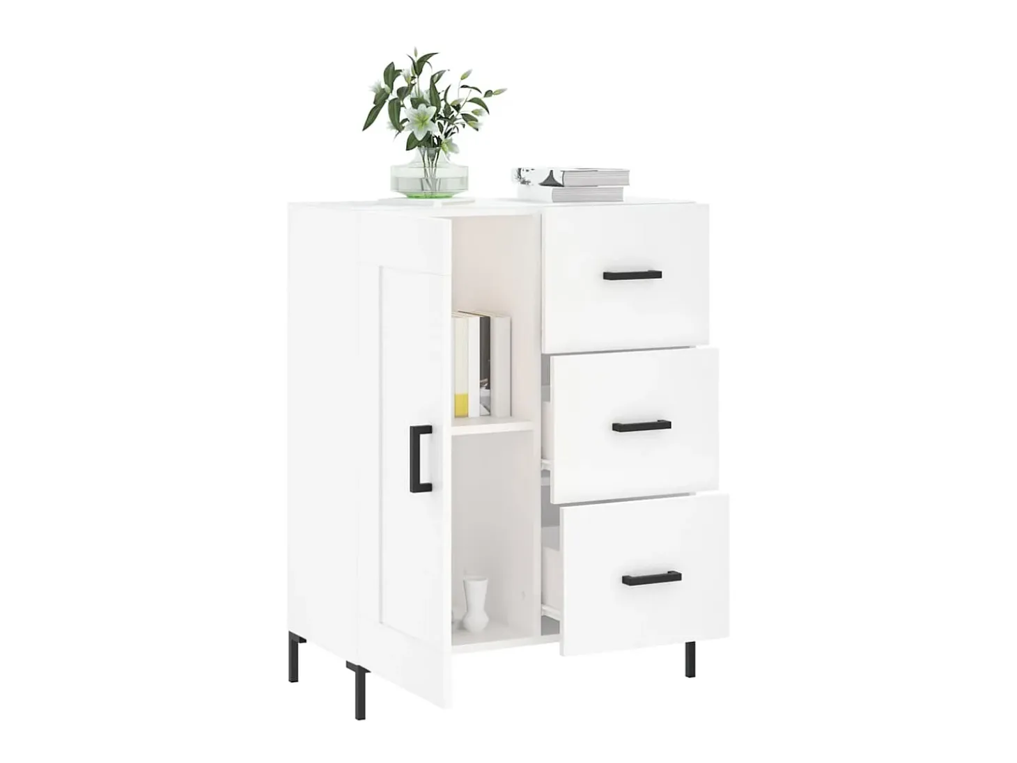 Aparador de madera de ingeniería blanco 69,5x34x90 cm ES37736