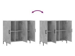 Aparador de madera de ingeniería gris hormigón 90x34x80 cm