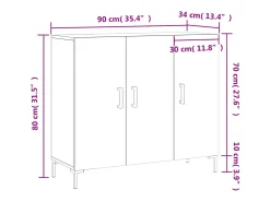 Aparador de madera de ingeniería gris hormigón 90x34x80 cm
