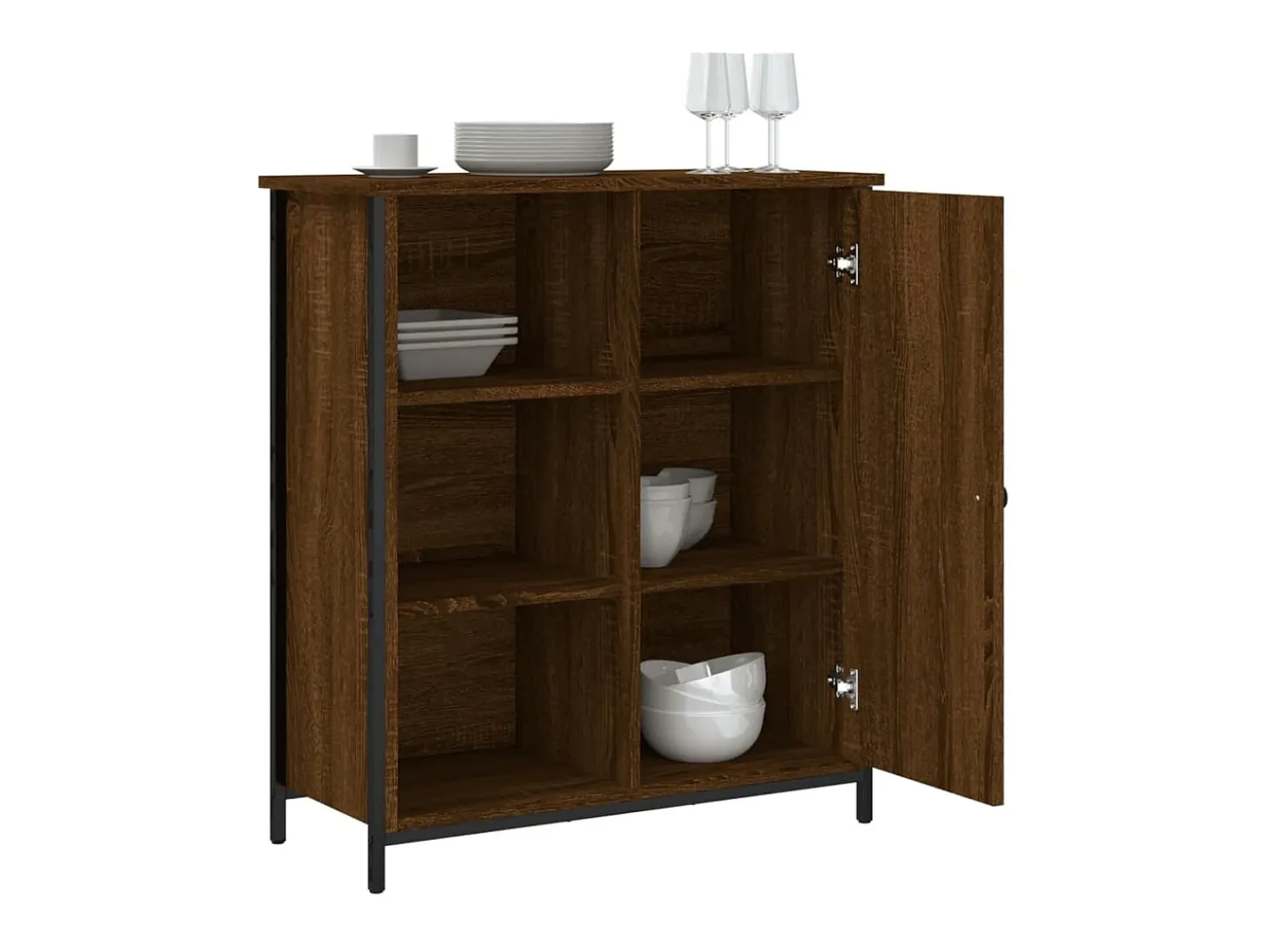 Aparador de madera de ingeniería marrón roble 70x30x80 cm ES76531
