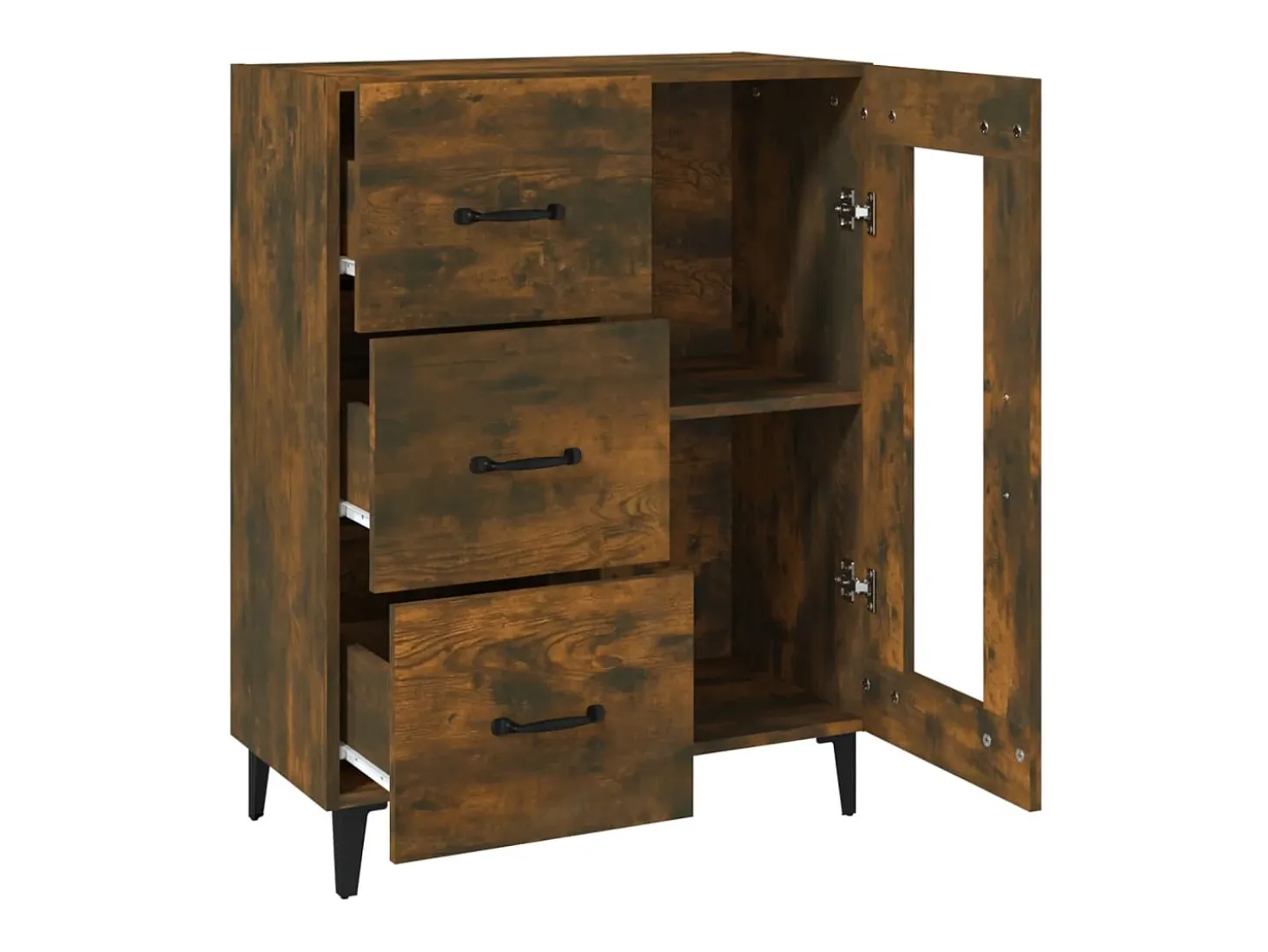Aparador de madera de ingeniería roble ahumado 69,5x34x90 cm
