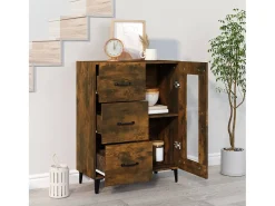 Aparador de madera de ingeniería roble ahumado 69,5x34x90 cm