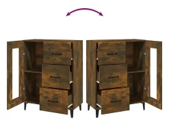 Aparador de madera de ingeniería roble ahumado 69,5x34x90 cm