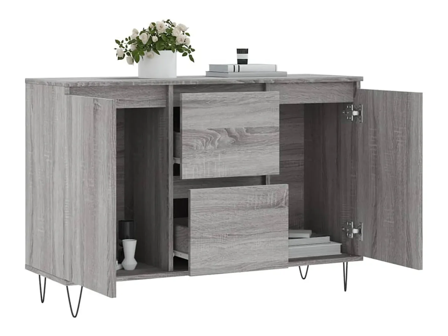 Aparador de madera de ingeniería gris Sonoma 104x35x70 cm