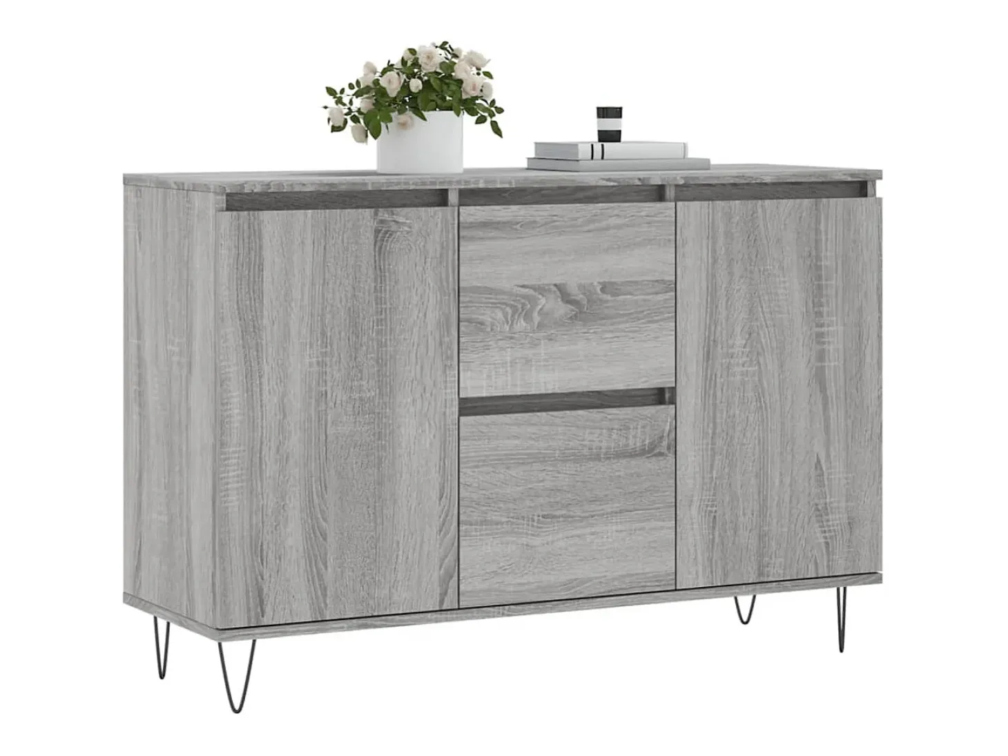 Aparador de madera de ingeniería gris Sonoma 104x35x70 cm