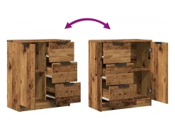 Aparador de madera de ingeniería envejecida 60x30x70 cm