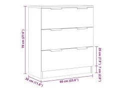 Aparador de madera de ingeniería envejecida 60x30x70 cm
