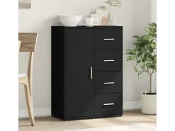 Aparador de madera de ingeniería negro 60x31x84 cm