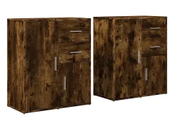 Aparador de madera de ingeniería 2 uds roble ahumado 60x31x70cm ES682049