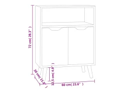 Aparador de madera de ingeniería gris hormigón 60x30x72 cm
