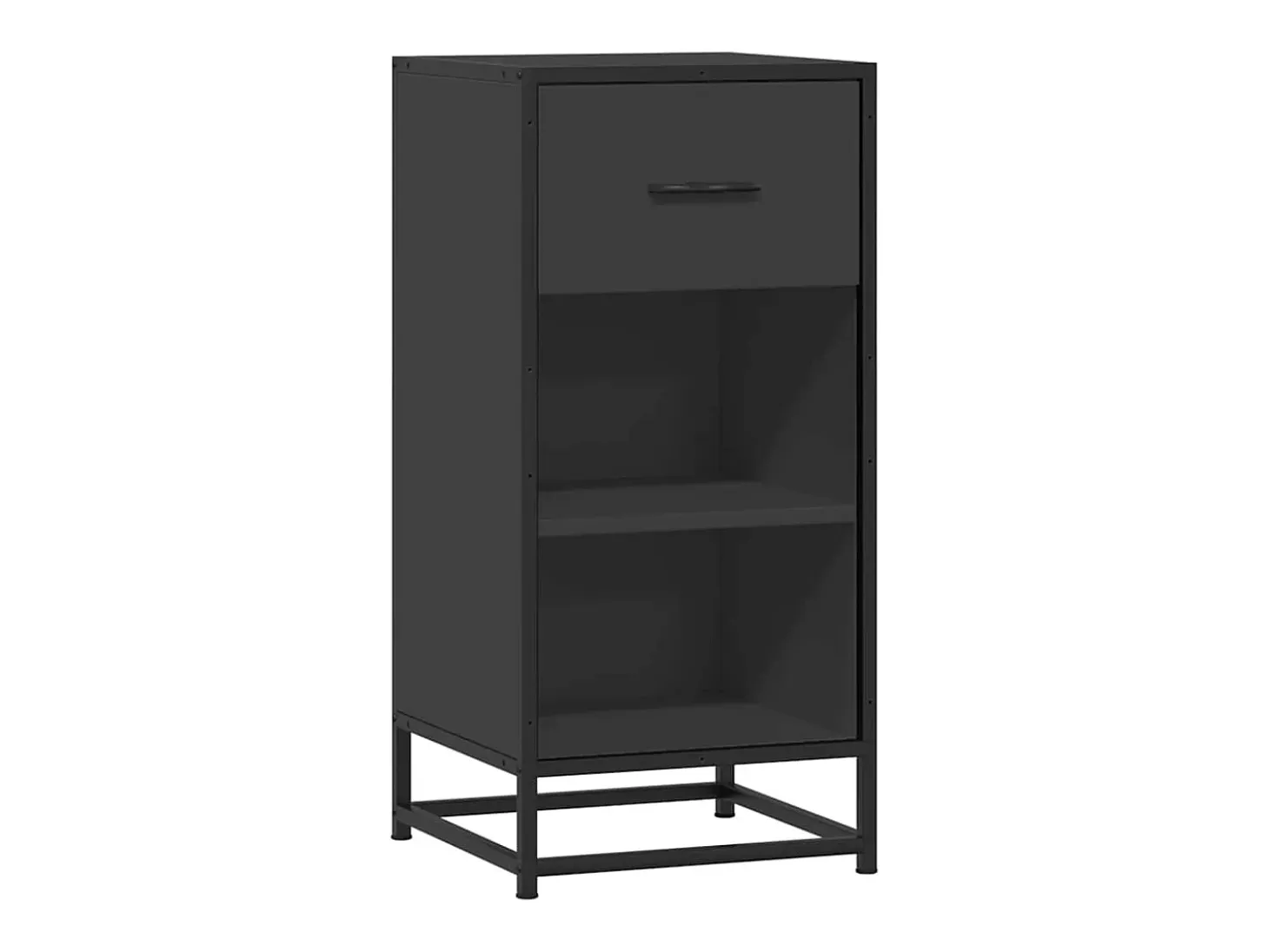Aparador de madera de ingeniería y metal negro 35,5x35x76 cm