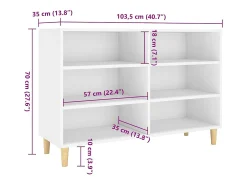Aparador de madera de ingeniería blanco 103,5x35x70 cm