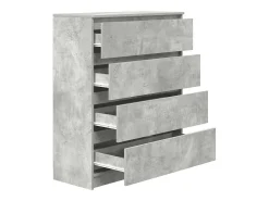 Aparador de madera de ingeniería gris hormigón 80x35x99 cm