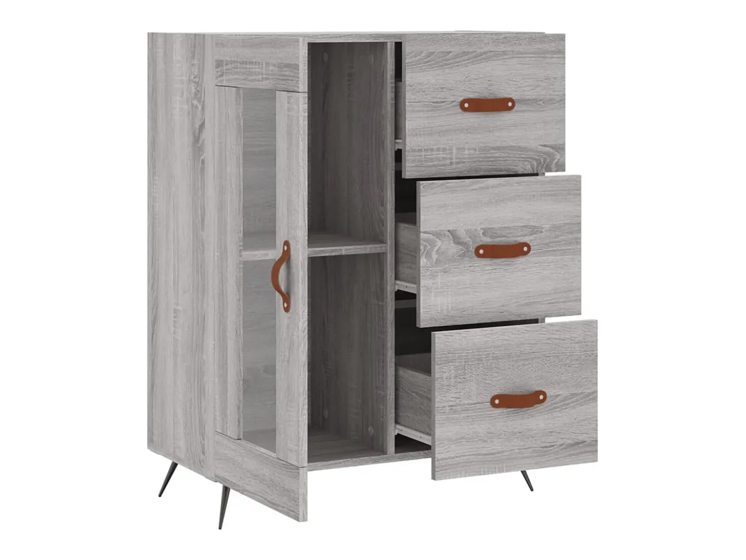 Aparador de madera de ingeniería gris Sonoma 69,5x34x90 cm