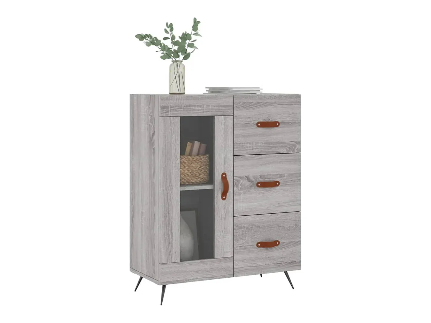 Aparador de madera de ingeniería gris Sonoma 69,5x34x90 cm