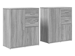 Aparador de madera de ingeniería 2 uds gris Sonoma 60x31x70 cm