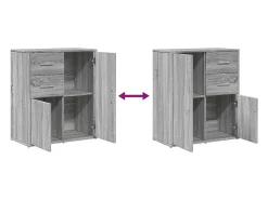 Aparador de madera de ingeniería 2 uds gris Sonoma 60x31x70 cm