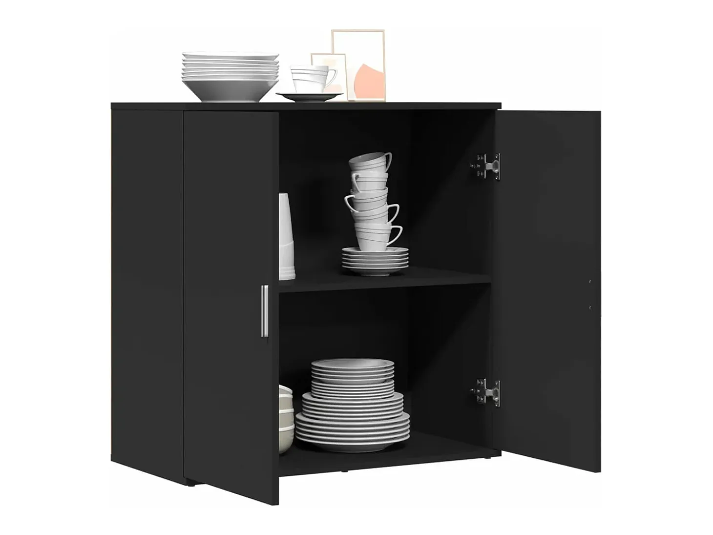 Aparador de madera de ingeniería negro 79x38x80 cm ES933186