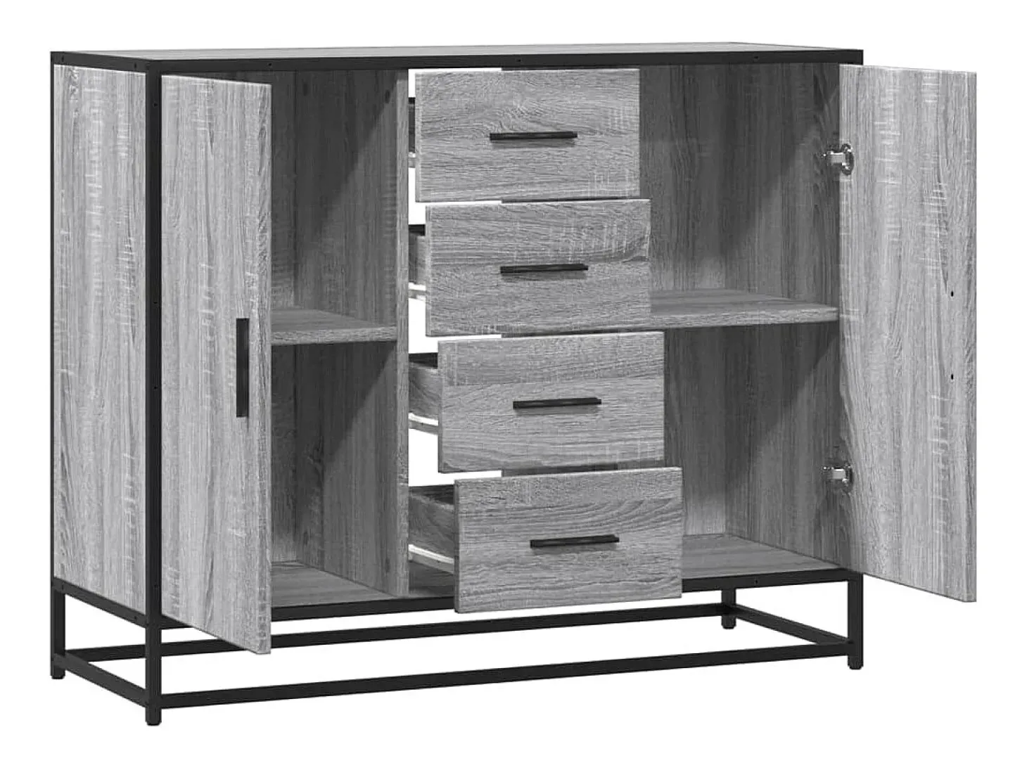 Aparador de madera de ingeniería gris Sonoma 92x35x76 cm