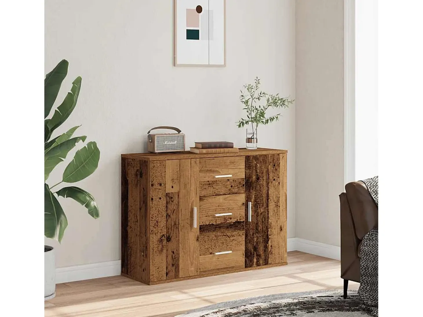 Aparador de madera de ingeniería envejecida 90x29,5x65 cm