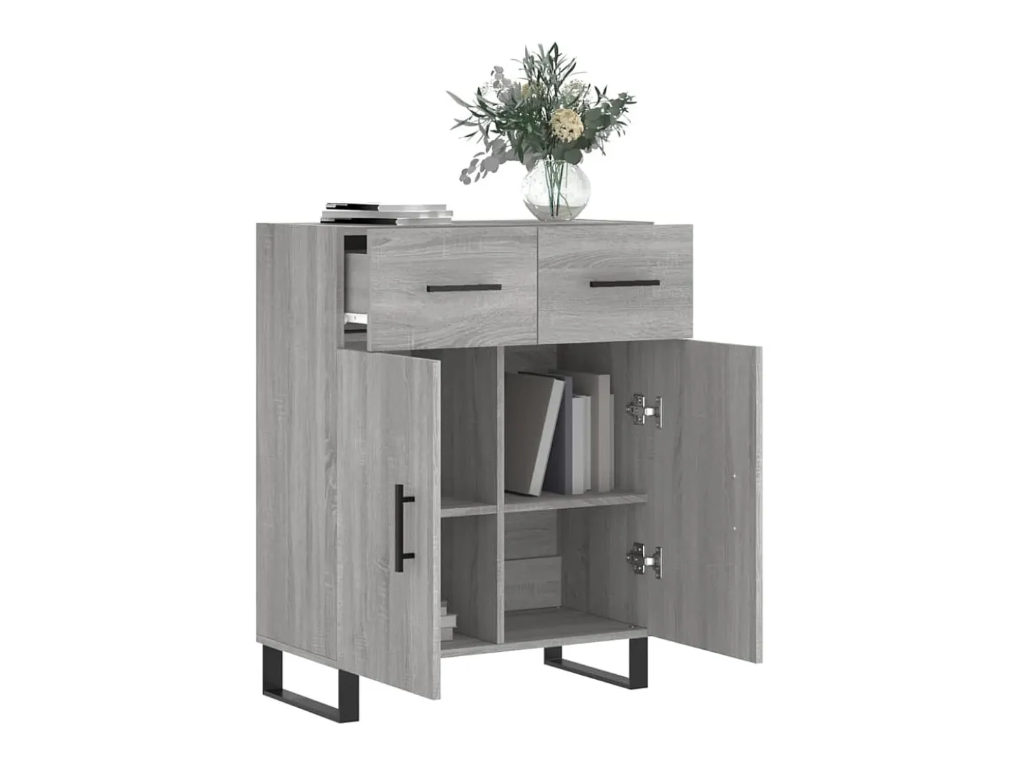 Aparador de madera de ingeniería gris Sonoma 69,5x34x90 cm