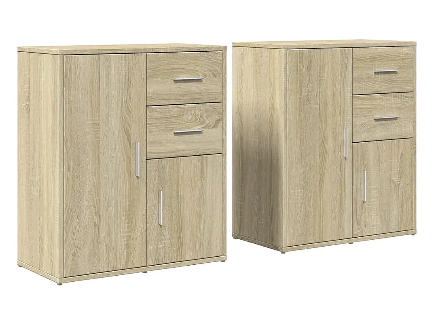 Aparador de madera de ingeniería 2 uds roble Sonoma 60x31x70 cm