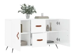 Aparador de madera de ingeniería blanco brillante 100x36x60 cm