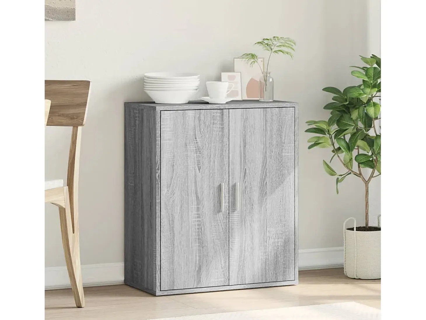Aparador de madera de ingeniería gris Sonoma 79x38x80 cm ES211671