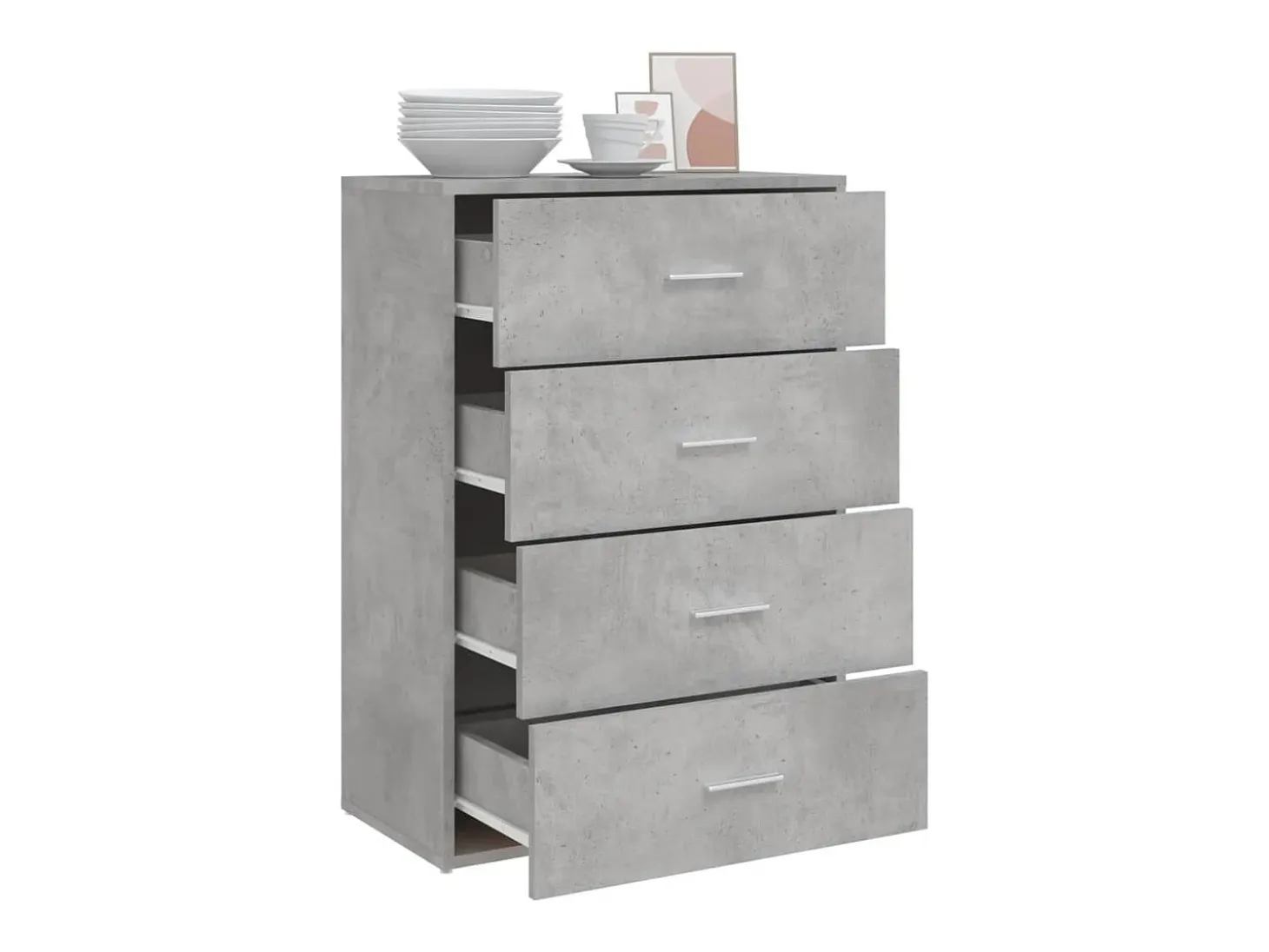Aparador de madera de ingeniería gris hormigón 60x31x84 cm