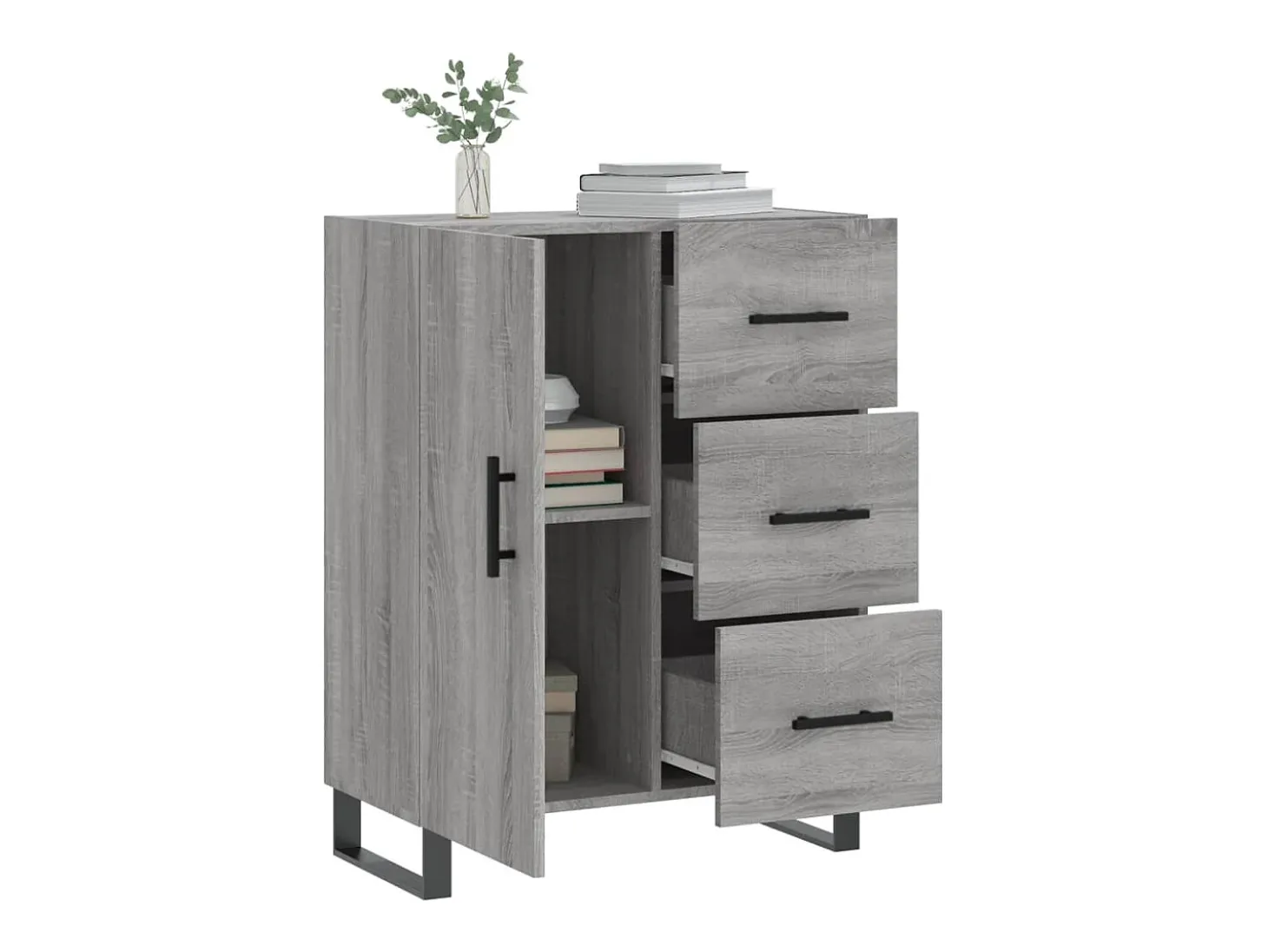 Aparador de madera de ingeniería gris Sonoma 69,5x34x90 cm