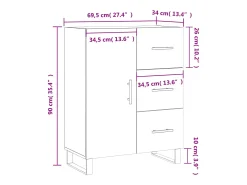 Aparador de madera de ingeniería gris Sonoma 69,5x34x90 cm
