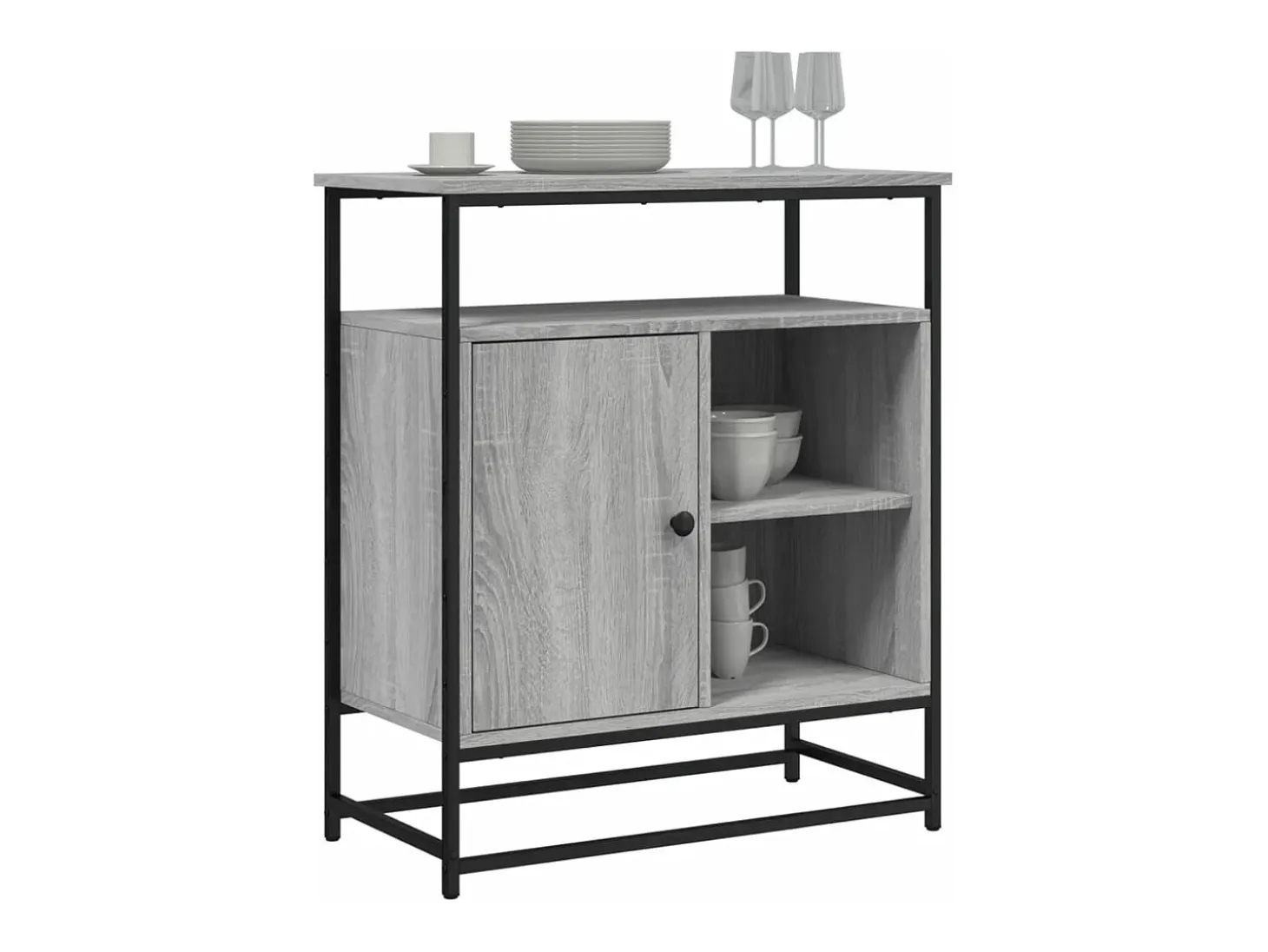 Aparador de madera de ingeniería gris Sonoma 90x34x80 cm