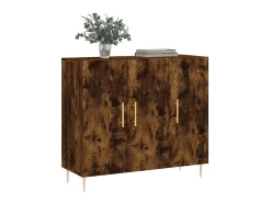 Aparador de madera de ingeniería roble ahumado 90x34x80 cm