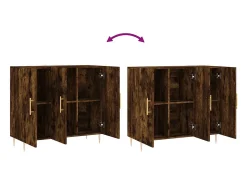 Aparador de madera de ingeniería roble ahumado 90x34x80 cm