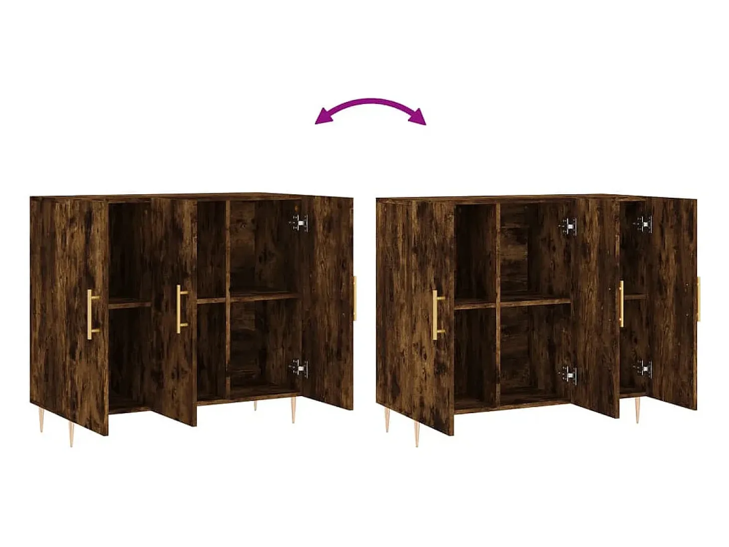 Aparador de madera de ingeniería roble ahumado 90x34x80 cm
