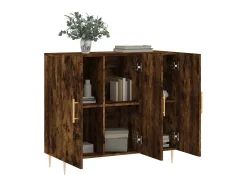 Aparador de madera de ingeniería roble ahumado 90x34x80 cm