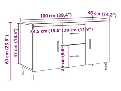 Aparador de madera de ingeniería roble artisian 100x36x60 cm