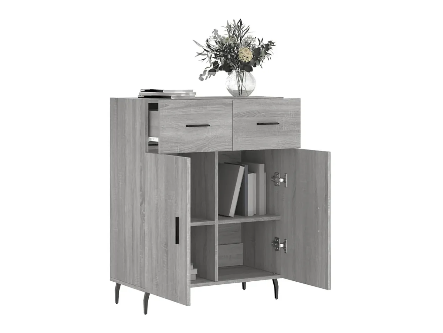 Aparador de madera de ingeniería gris Sonoma 69,5x34x90 cm ES55604