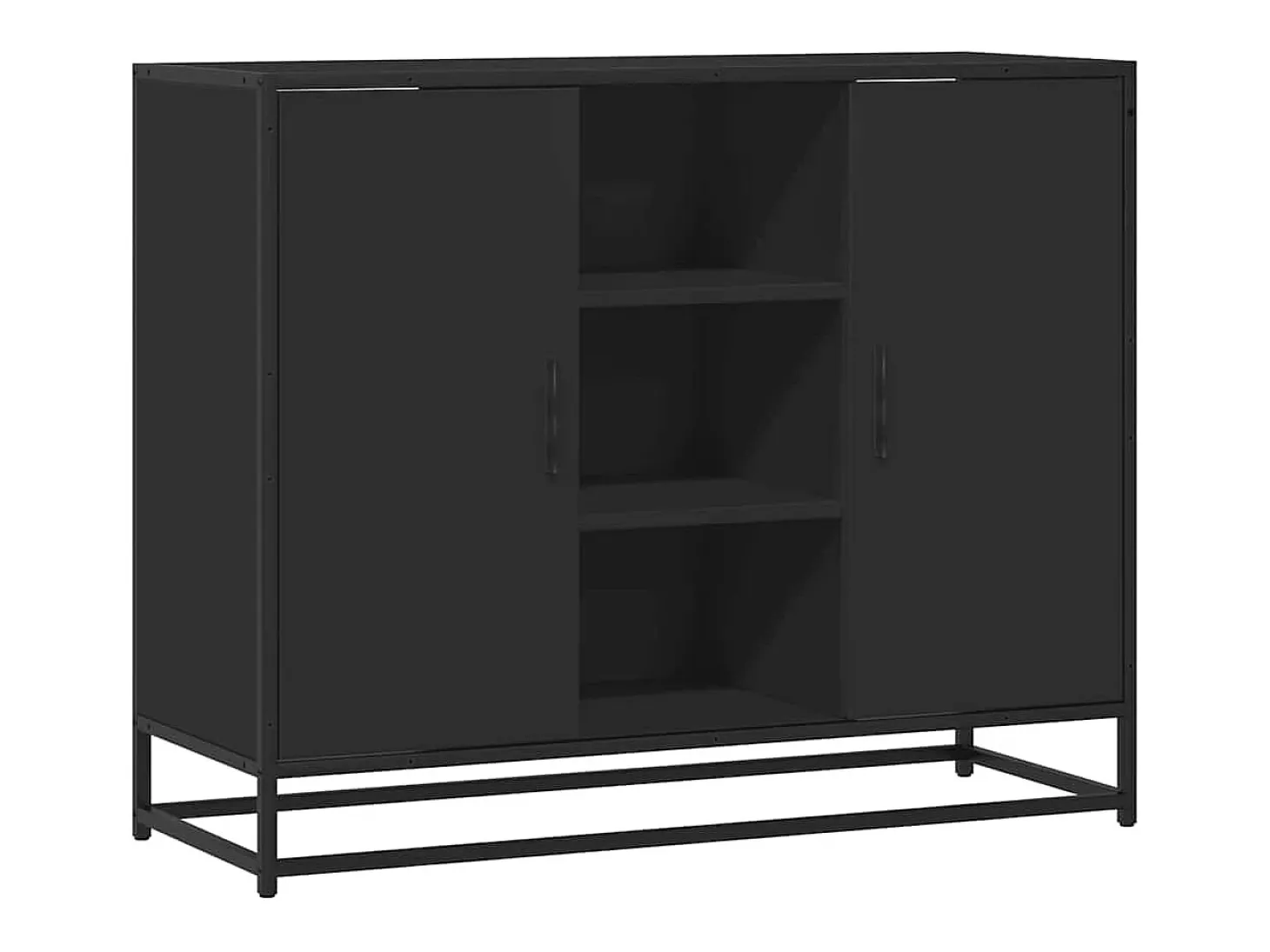 Aparador de madera de ingeniería negro 92x35x76 cm
