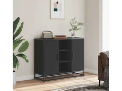 Aparador de madera de ingeniería negro 92x35x76 cm