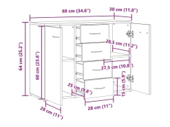 Aparador de madera de ingeniería madera envejecida 88x30x64 cm