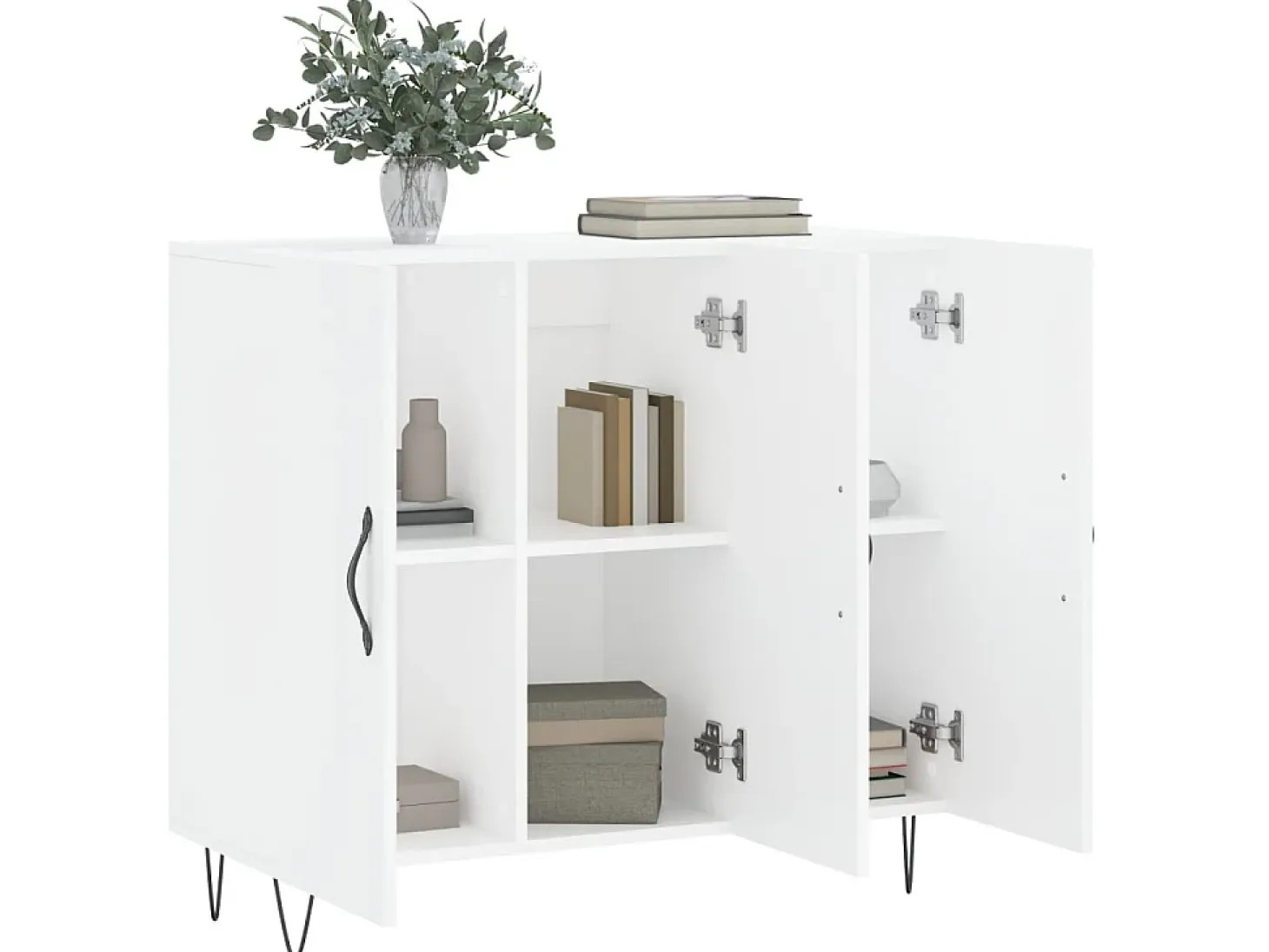 Aparador de madera de ingeniería blanco 90x34x80 cm ES24274