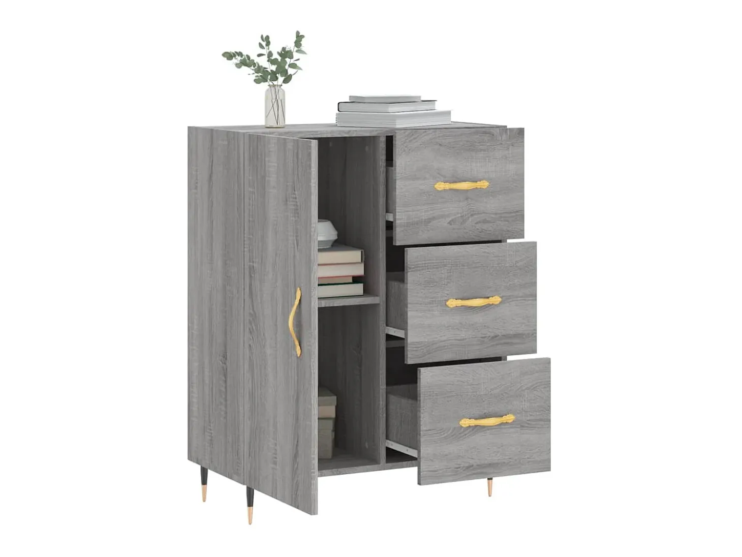Aparador de madera de ingeniería gris Sonoma 69,5x34x90 cm ES42489