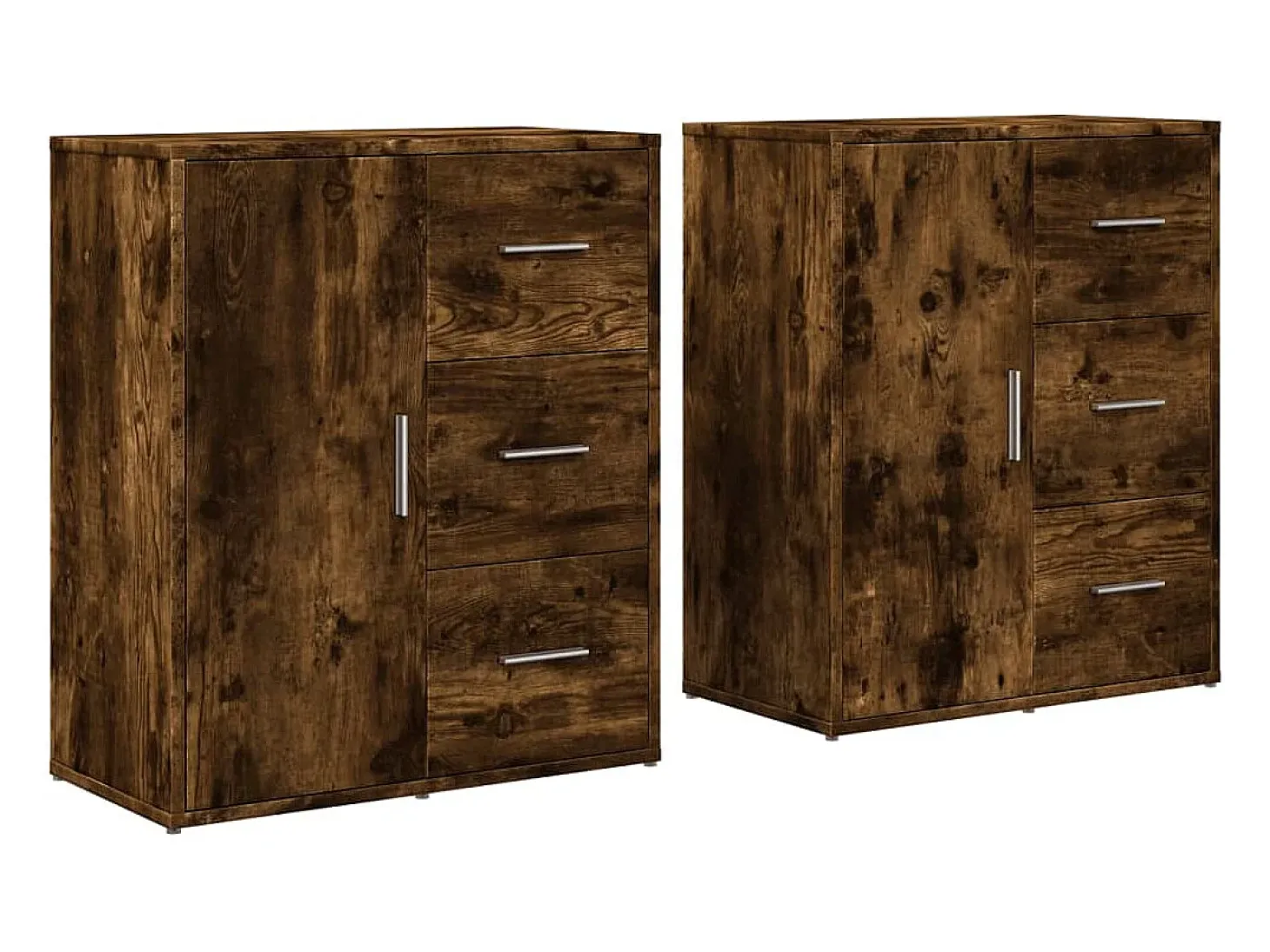 Aparador de madera de ingeniería 2 uds roble ahumado 60x31x70cm