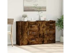 Aparador de madera de ingeniería 2 uds roble ahumado 60x31x70cm