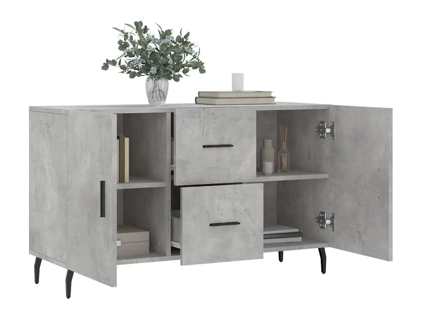 Aparador de madera de ingeniería gris hormigón 100x36x60 cm