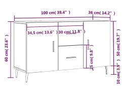 Aparador de madera de ingeniería gris hormigón 100x36x60 cm